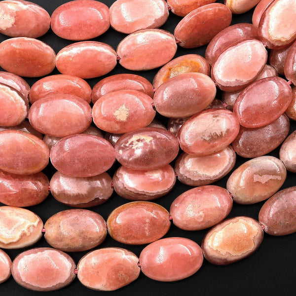 Natural Pink Rhodochrosite Beads Oval Nuggets 9x7mm 12x8mm 15.5" Strand