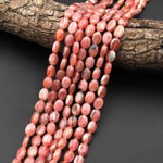 Gemmy Natural Pink Rhodochrosite Beads Oval Nuggets 9x7mm 12x8mm 15.5" Strand