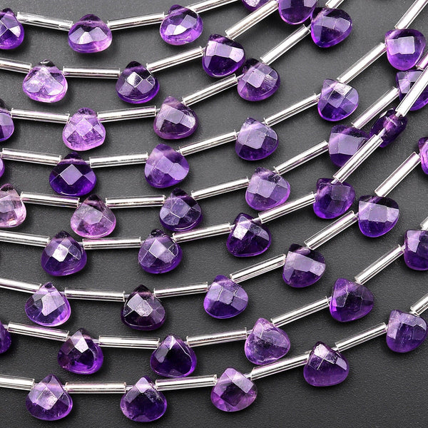 AAA Faceted Natural Purple Amethyst TriangleTeardrop Briolette Beads Good for Earrings 15.5" Strand