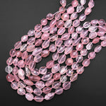 AAA Faceted Translucent Natural Rose Quartz Nugget Beads Pink Gemstone From Madagascar 15.5" Strand