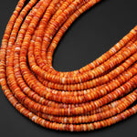 AAA Natural Orange Spiny Oyster Thin Rondelle Heishi Beads 6mm Gemstone 15.5" Strand