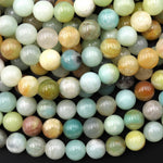 Natural Multicolor Amazonite 4mm 6mm 8mm Smooth Round Beads Gemstone 15.5" Strand B0458