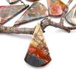 Natural Red Creek Jasper Pendant Side Drilled Long Triangle Fan Pendant Aka Multicolor Picasso Jasper Cherry Creek Jasper Bead