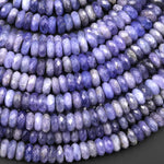 Faceted Natural Tanzanite Rondelle Beads 6mm Micro Diamond Cut Real Genuine Gemstone 15.5" Strand
