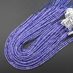 AAA Faceted Natural Tanzanite Rondelle Beads 4x3mm Micro Laser Cut Real Genuine Gemstone 15.5" Strand
