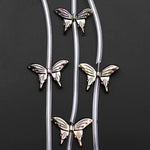 AAA Iridescent Carved Natural Black Mother of Pearl 20mm Butterfly Beads