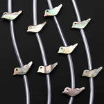 AAA Iridescent Carved Natural Black Mother of Pearl Shell Fetish Bird Beads 10pcs