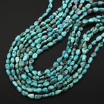 Real Natural Blue Turquoise Freeform Pebble Beads Nuggets Gemstone 15.5" Strand
