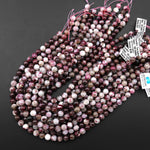 Natural Red Tourmaline Rubellite in Quartz 4mm 6mm 8mm 10mm Smooth Round Beads 15.5" Strand