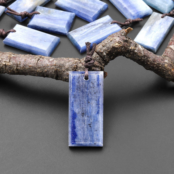 Natural Blue Kyanite Faceted Rectangle Cushion Pendant Gemstone Focal Bead A2