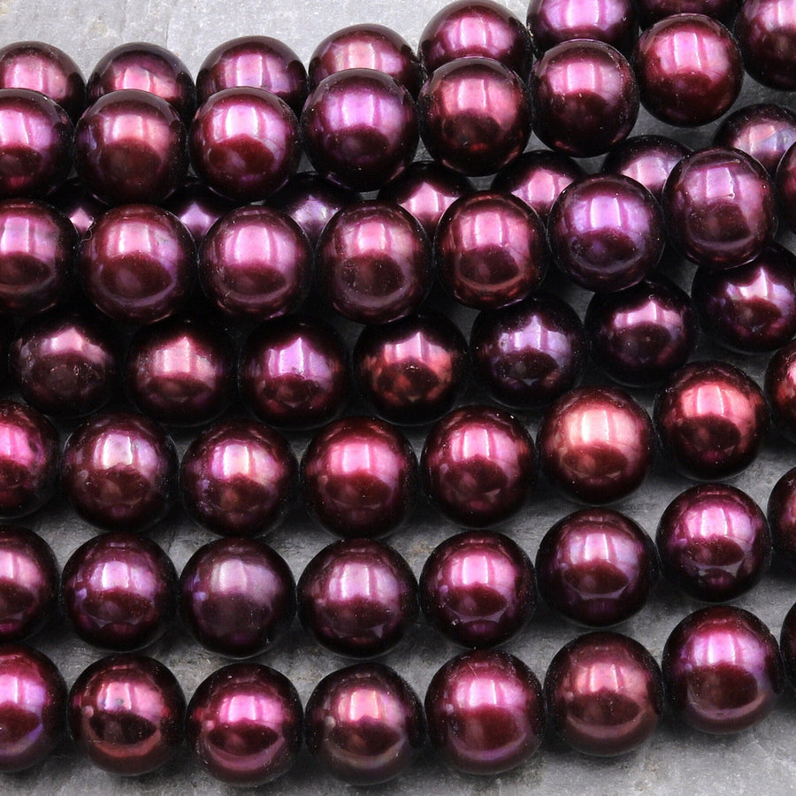 Genuine Plum Pearl Freshwater Pearl 10mm Round Iridescent Classic Pearl 15.5" Strand