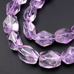 Large Faceted Large Natural Lilac Purple Amethyst Nugget Beads Hand Cut Freeform Purple Gemstone 15.5" Strand A1