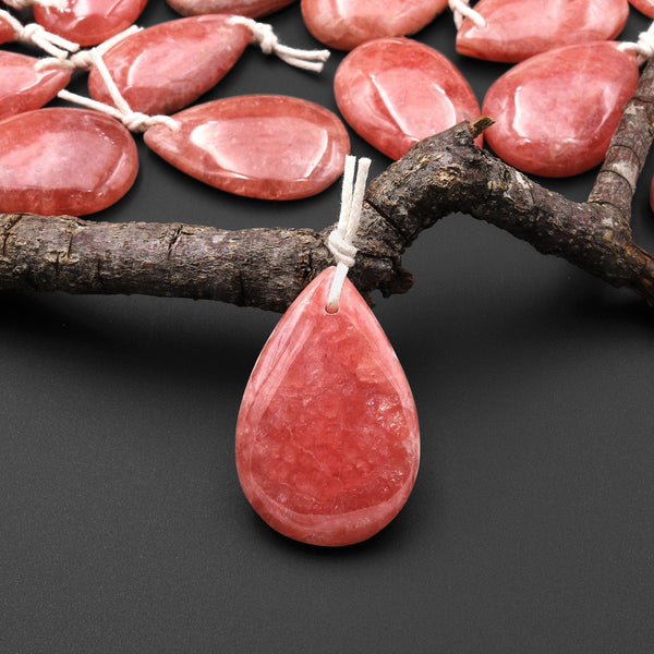 AAA Gemmy Natural Red Rhodochrosite Teardrop Gemstone Pendant