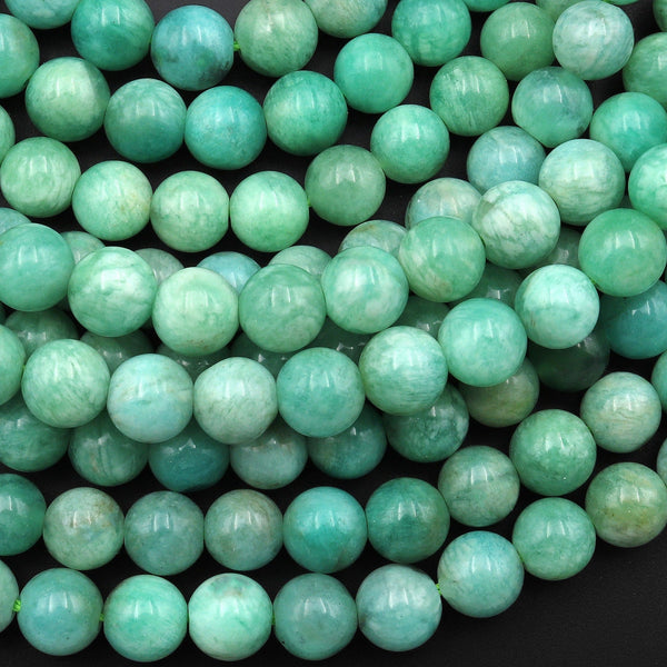 Natural Peruvian Amazonite Beads 3mm 4mm 6mm Round Beads Seafoam Green Colors 15.5" Strand
