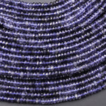 AAA Natural Blue Iolite Faceted 3mm Rondelle Beads Genuine Real Gemstone 15.5" Strand