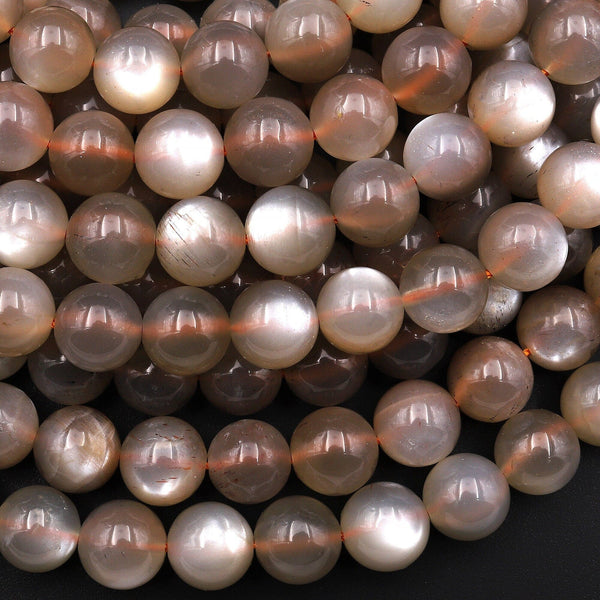 AAA Natural Silvery Peach Moonstone 6mm 8mm Round Beads 15.5" Strand