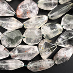 Large Natural Phantom Quartz Freeform Faceted Nuggets Beads Gemstone 15.5" Strand
