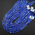 Natural Denim Blue Lapis Smooth Tube Beads 8x5mm With Pyrite Matrix 15.5" Strand