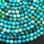 AAA Natural Turquoise 6mm Faceted Round Beads Real Genuine Blue Green Micro Faceted Cut Gemstone 15.5" Strand