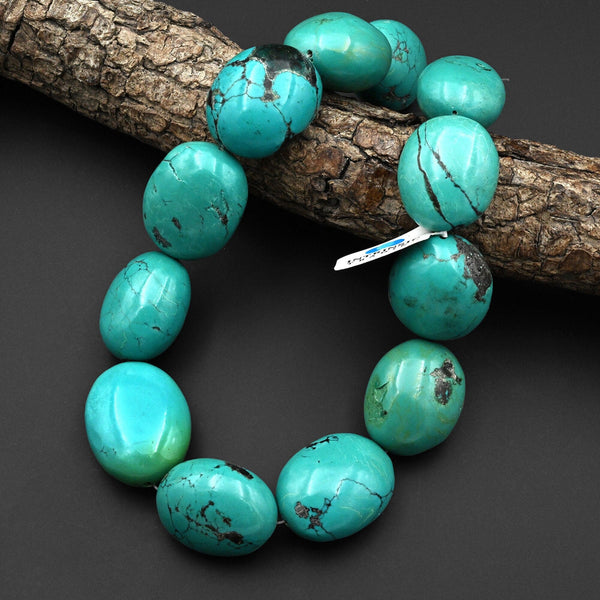 Large Natural Blue Green Turquoise Nugget Beads Genuine Real Turquoise Gemstone 15.5" Strand B0445