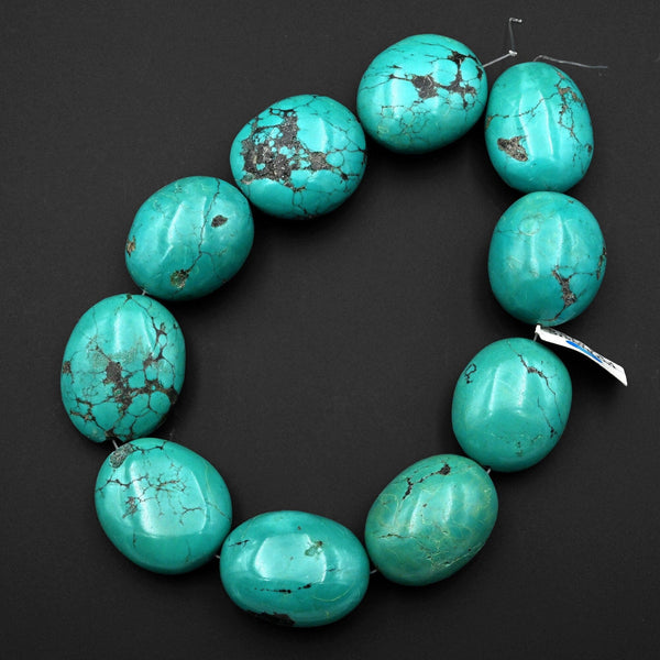 Large Natural Blue Green Turquoise Nugget Beads Genuine Real Turquoise Gemstone 15.5" Strand B0440