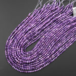 Faceted Natural Mauve Purple Lepidolite Faceted Round 3mm 4mm Beads 15.5" Strand