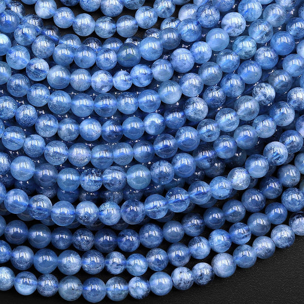 AAA Natural Santa Maria Blue Aquamarine 4mm Smooth Round Beads Real Genuine Gemstone March Birthstone 15.5" Strand
