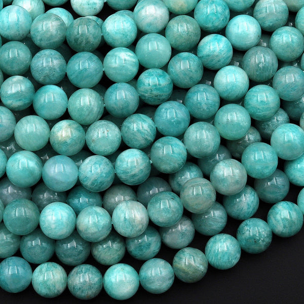 Natural Russian Amazonite Beads 6mm 8mm 10mm 12mm Round Beads Sea Blue Green Gemstone Beads 15.5" Strand