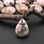 AAA Natural Cherry Blossom Agate Teardrop Gemstone Pendant Aka Flower Agate