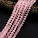 AAA Gemmy Natural Madagascar Pink Rose Quartz Faceted 8mm Round Beads Micro Diamond Cut Gemstone 15.5" Strand