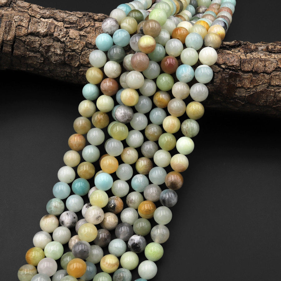 Natural Multicolor Amazonite 4mm 6mm 8mm Smooth Round Beads Gemstone 15.5" Strand B0458