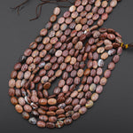 Natural Butterfly Jasper Smooth Oval Beads Earthy Mauve red Stone from Mexico 15.5" Strand