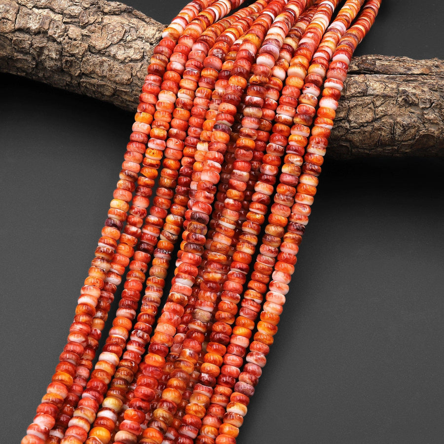 AAA Natural Red Spiny Oyster Rondelle Beads 6mm Gemstone 15.5" Strand