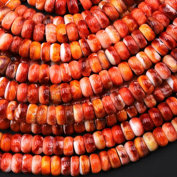 AAA Natural Red Spiny Oyster Rondelle Beads 6mm Gemstone 15.5" Strand