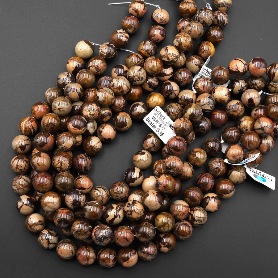 Natural Australian Outback Jasper Beads 14mm Round Beads 15.5" Strand