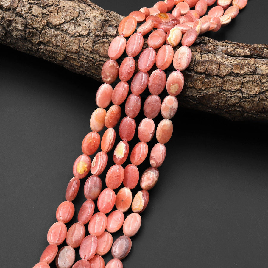 Natural Pink Rhodochrosite Beads Oval Nuggets 9x7mm 12x8mm 15.5" Strand