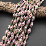 Hand Made Violet Purple Cloisonné Diamond Bead 20mm Decorative Floral 15.5" Strand