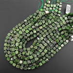 Natural Chrome Diopside Cube Dice 6mm 8mm Beads 15.5" Strand