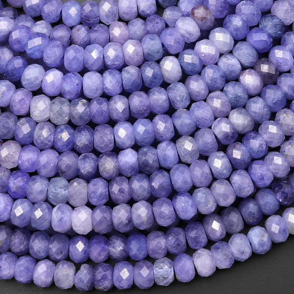 AA Faceted Natural Tanzanite Rondelle Beads 6mm Real Genuine Gemstone 15.5" Strand