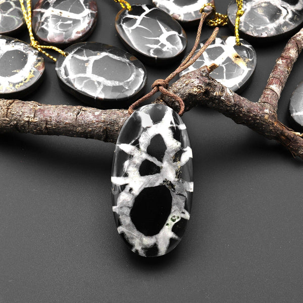 Natural Septarian Fossil Oval Pendant A3