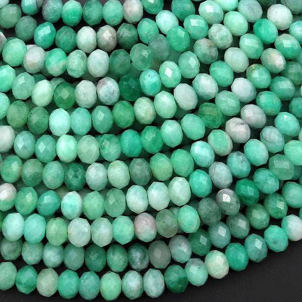 Real Genuine Natural Green Emerald Gemstone Faceted 6mm Rondelle Gemstone May Birthstone 15.5" Strand