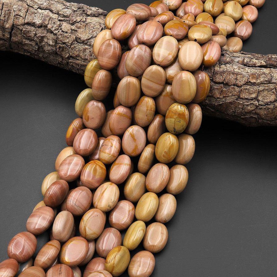 Extremely Rare Natural Pink Cripple Creek Jasper Oval Beads 15.5" Strand