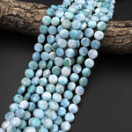 Natural Blue Larimar 10mm Coin Beads Real Genuine Gemstone From Dominican Republic 15.5" Strand