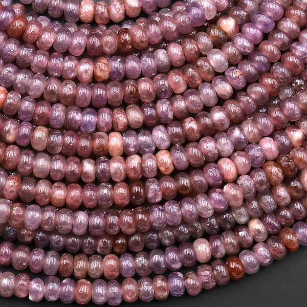 AAA Chaytoyant Natural Lepidolite 4mm Rondelle Beads Mauve Purple Gemstone 15.5" Strand