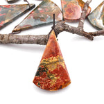 Natural Red Creek Jasper Pendant Side Drilled Long Triangle Fan Pendant Aka Multicolor Picasso Jasper Cherry Creek Jasper Bead