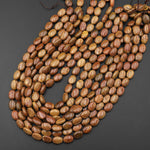 Extremely Rare Natural Reddish Brown Cripple Creek Jasper Oval Beads 15.5" Strand