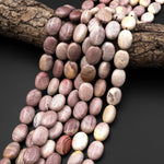 Natural Polychrome Landscape Ocean Jasper Smooth Oval Beads Earthy Mauve 15.5" Strand