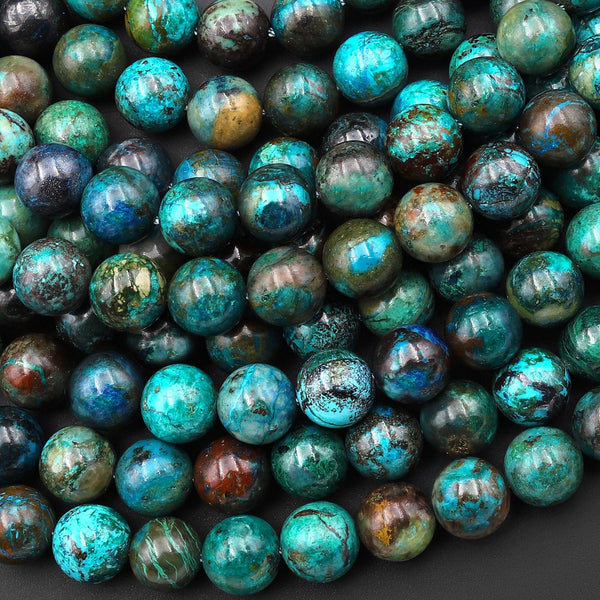 Real Genuine Natural Chrysocolla Beads 9mm 10mm Round Gemstone 15.5" Strand