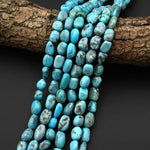 Real Genuine Natural Blue Turquoise Freeform Pebble Beads Nuggets 15.5" Strand