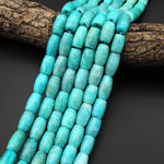 Large Hole Beads Natural Peruvian Amazonite Smooth Barrel Drum Beads